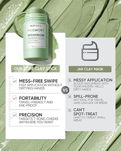 Miniatura 8 de Máscara de Arcilla de Artemisa en Barra para el Rostro, Máscaras de Barro con Centella, Ácido Salicílico, Exfoliación Suave, Mascarilla Facial