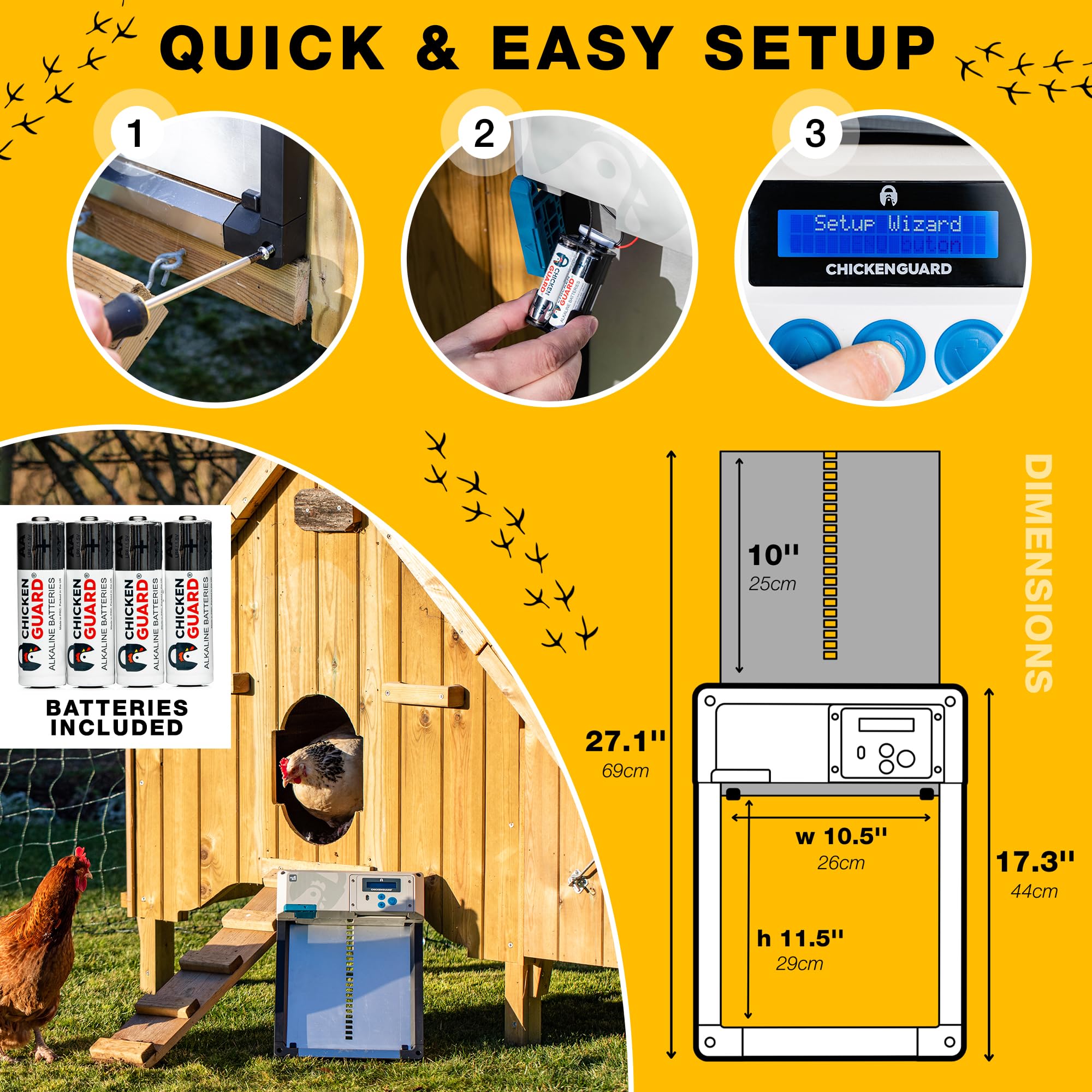 Automatyczny otwieracz do drzwi kurnika, ChickenGuard One we wszystkich 4 kolorach + zestaw paneli słonecznych, timer / czujnik światła, kompatybilny z bateriami/elektrycznie (szary + baterie)