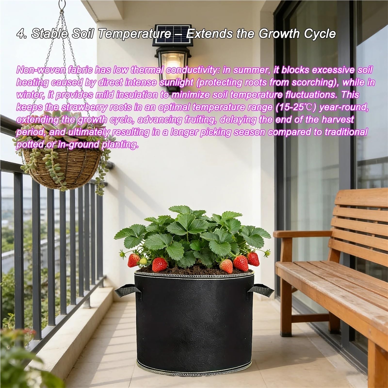 Stofftopf 68 Stück 3 Gallonen Erdbeer-Pflanzbeutel | Mit Griffen for den Garten(10pcs)