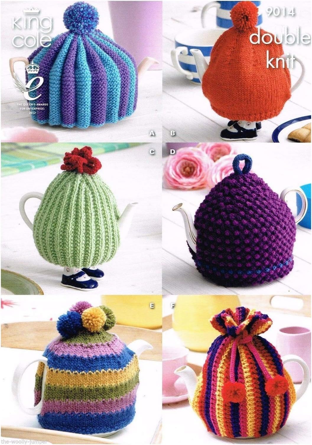 King Cole 9014 Knitting Pattern 6 Tea Cosies in Merino Blend DK