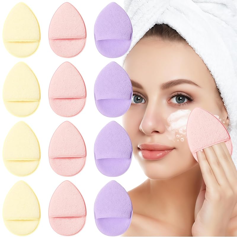 Jaczora 12 Esponjas Faciais Reutilizáveis com Compartimento para o Dedo