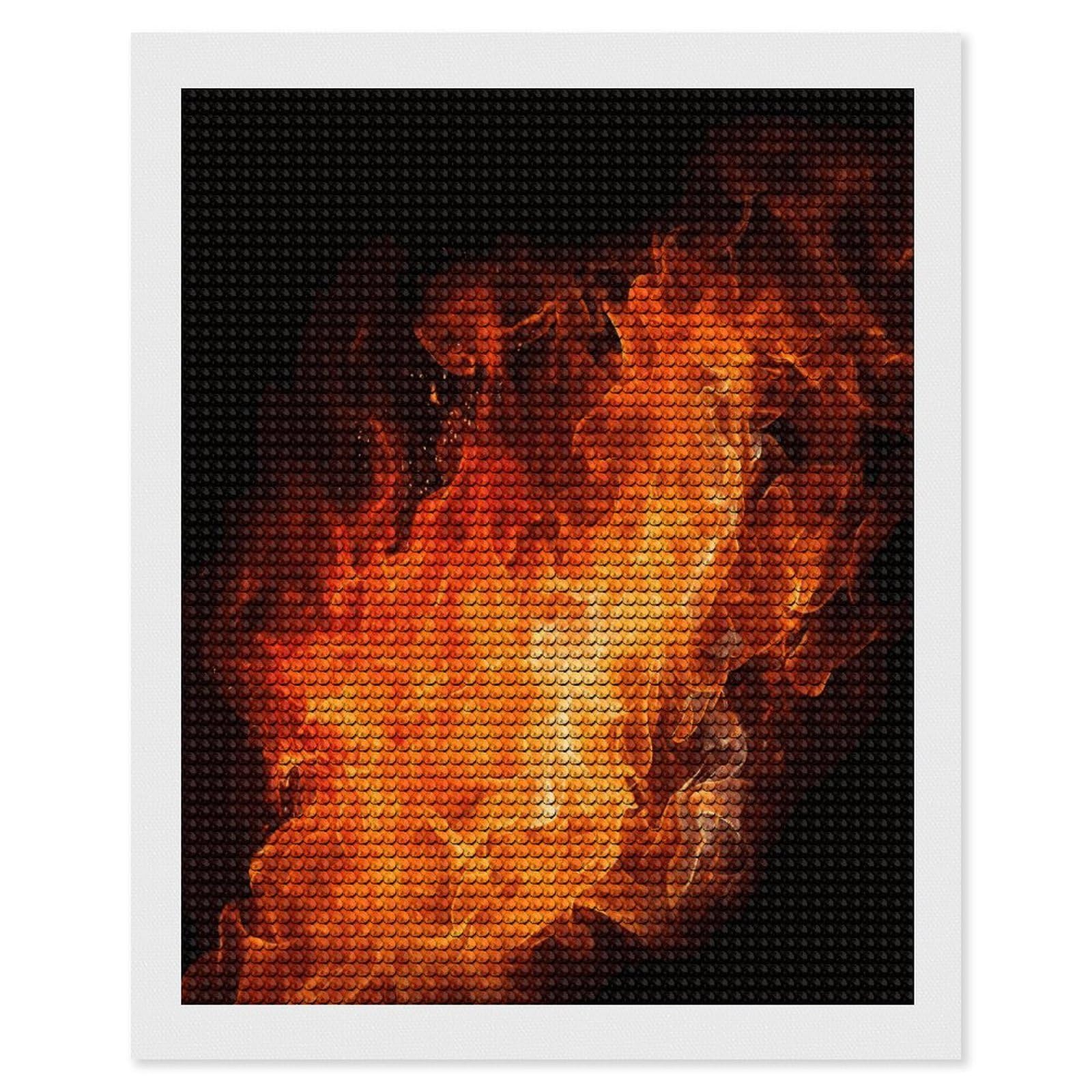FekiLoot Roaring Flame Diamond Painting Kits for Beginners DIY Diamond Art Kits for Adults Full Drill Round Diamond Dot Gem Art Painting Fun DIY Crafts for Home Kitchen Wall Decor Gift 16"x20"