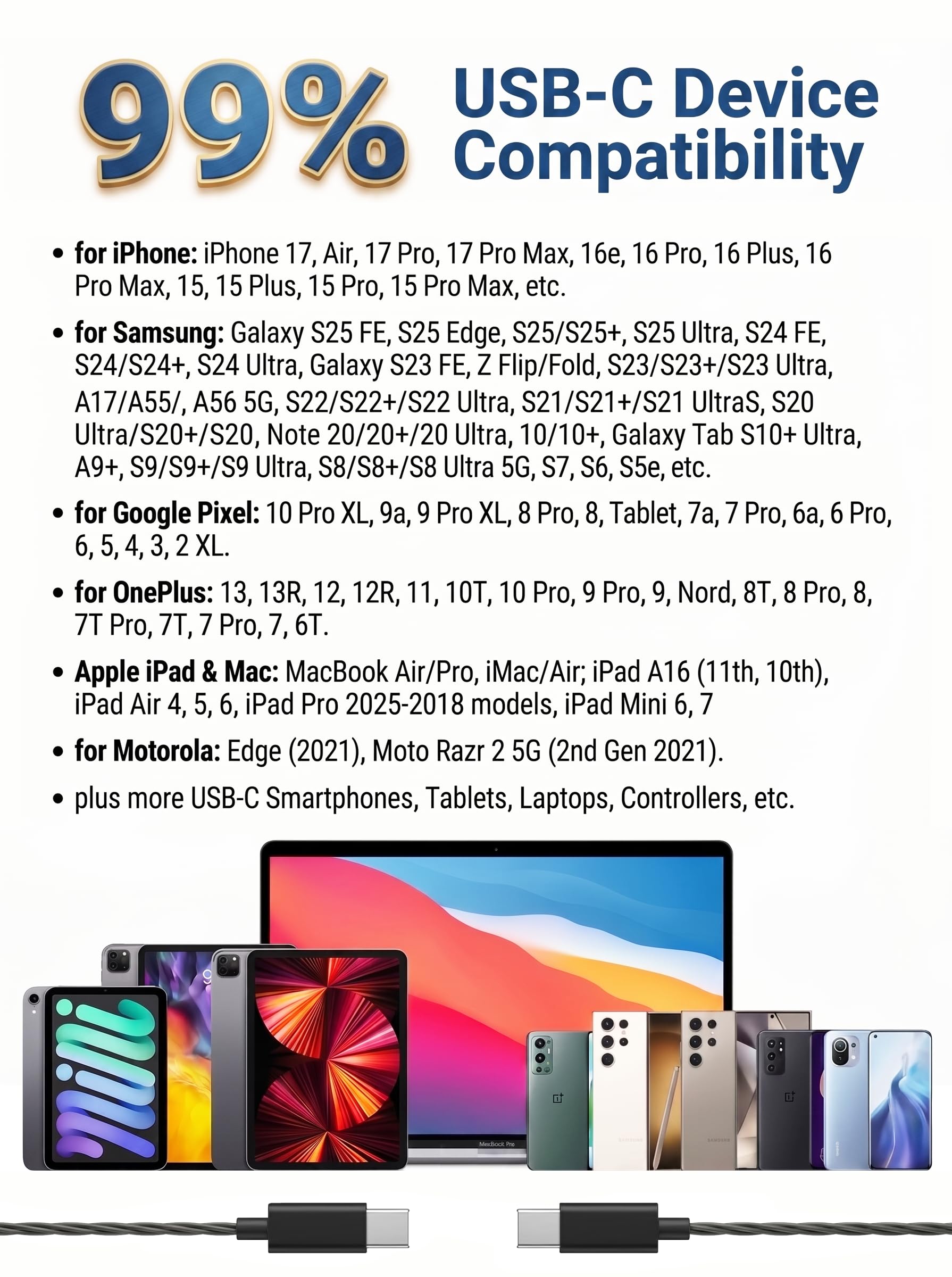 Chrome [Paquete de 100] Auriculares USB C envueltos individualmente, auriculares con cable para iPhone 17, 16, 15 Pro Max, auriculares USB C con micrófono y control de volumen, tipo C para Samsung