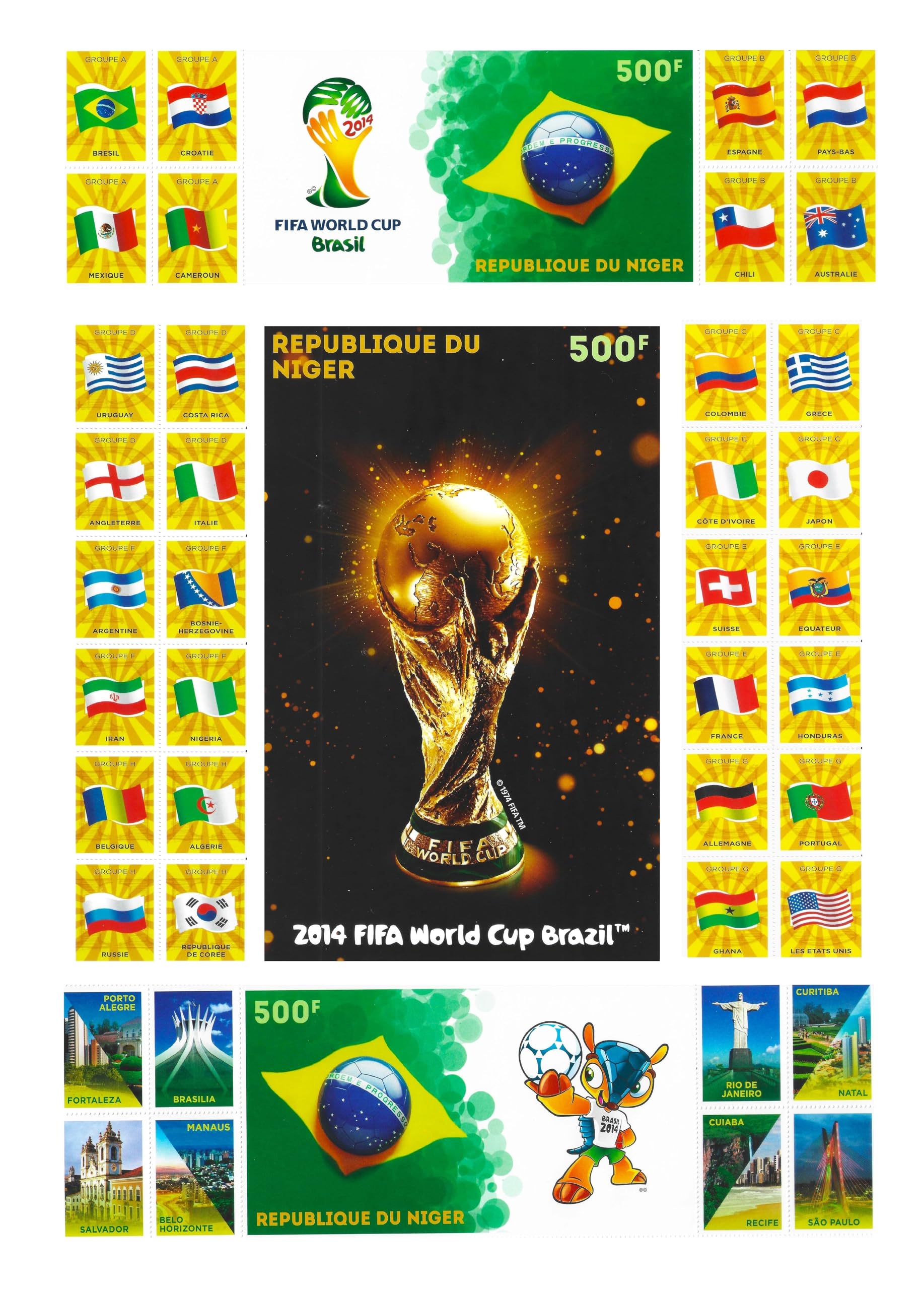 Aranyak Hobby® Sports Footbal World Cup Brazil 2014 All participated Country Flag Stamps Complete Collection 27 Different