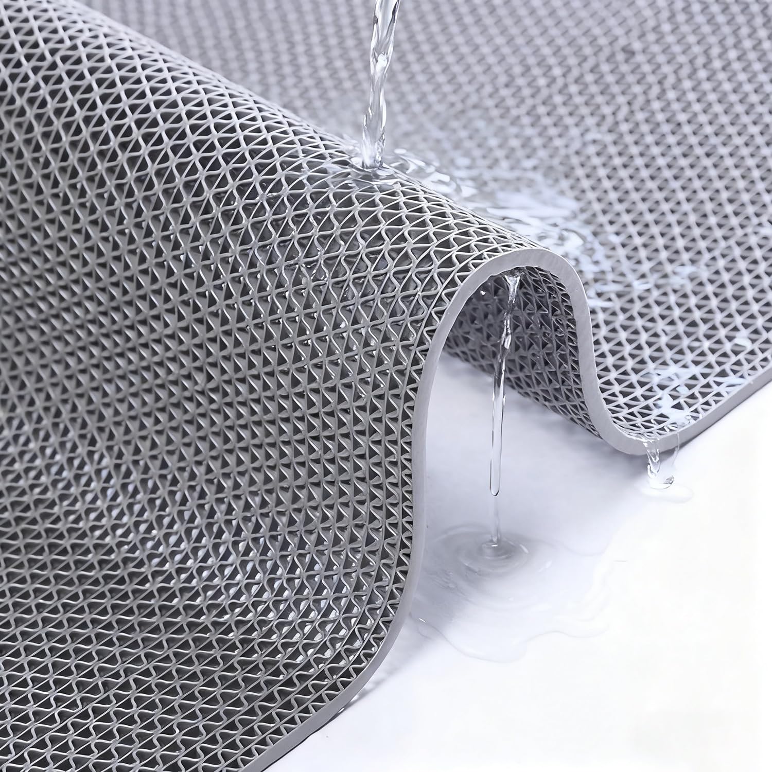 Tappetino antiscivolo di grado commerciale, 120 x 300 cm, tagliabile, in rete grigia, per piscine, bagni, ristoranti, garage e servizi igienici