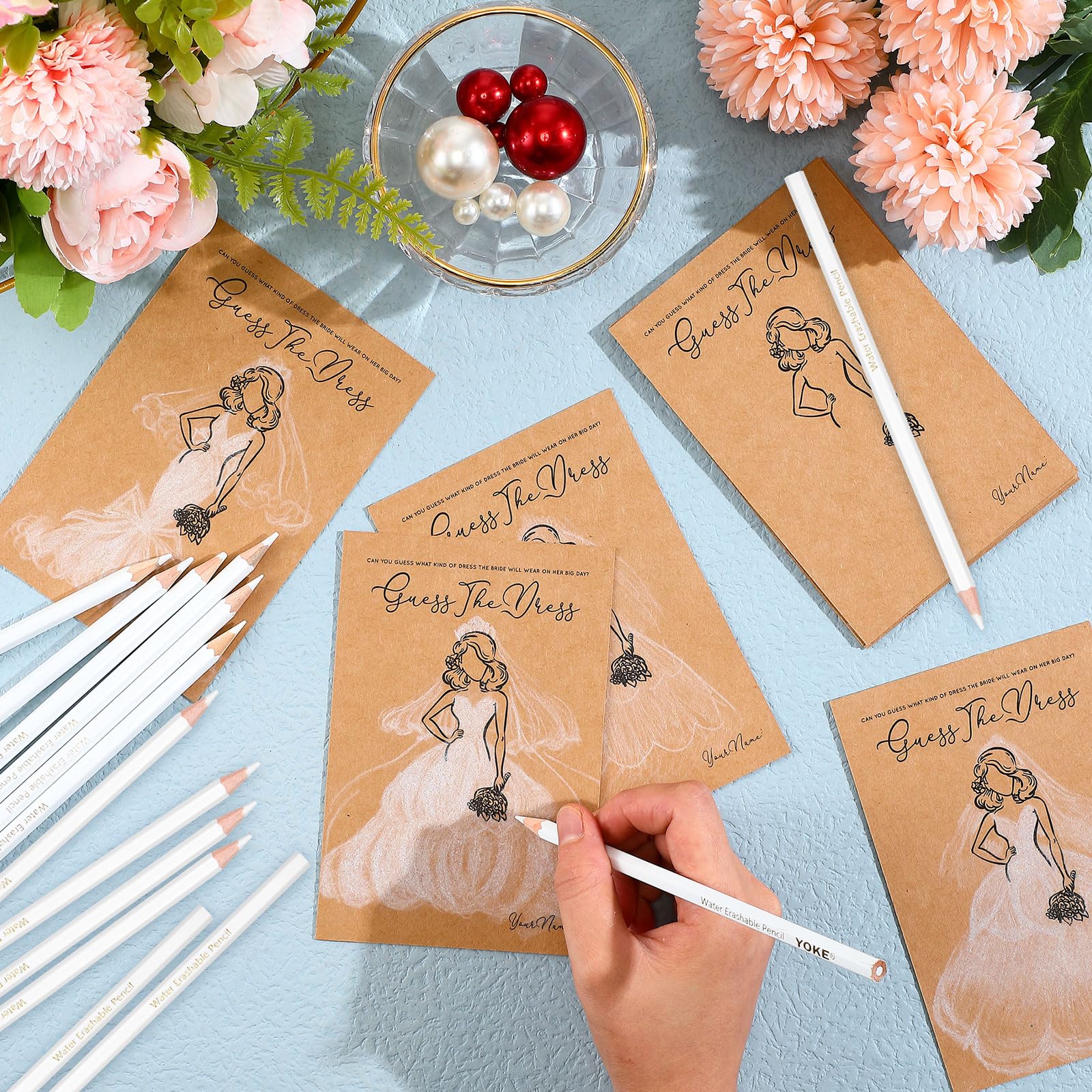 Sabary 24 lápices de tela blanca para coser, lápices de tiza de colores blancos, solubles en agua, tiza para tela de tela, bolígrafos de costura lavables para bodas, juegos de despedida de soltera