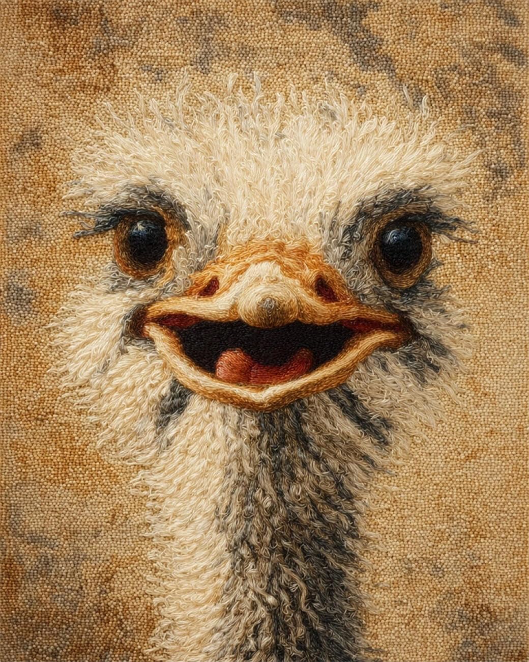 Henypt DIY Latch Hook Rug Kit Cartoon Ostrich 52x38cm