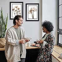 Vista 2 de 3 piezas de arte de pared con marco de flores para oficina, sala de estar, 12 x 16 pulgadas, elegante tulipán negro enmarcado, arte moderno