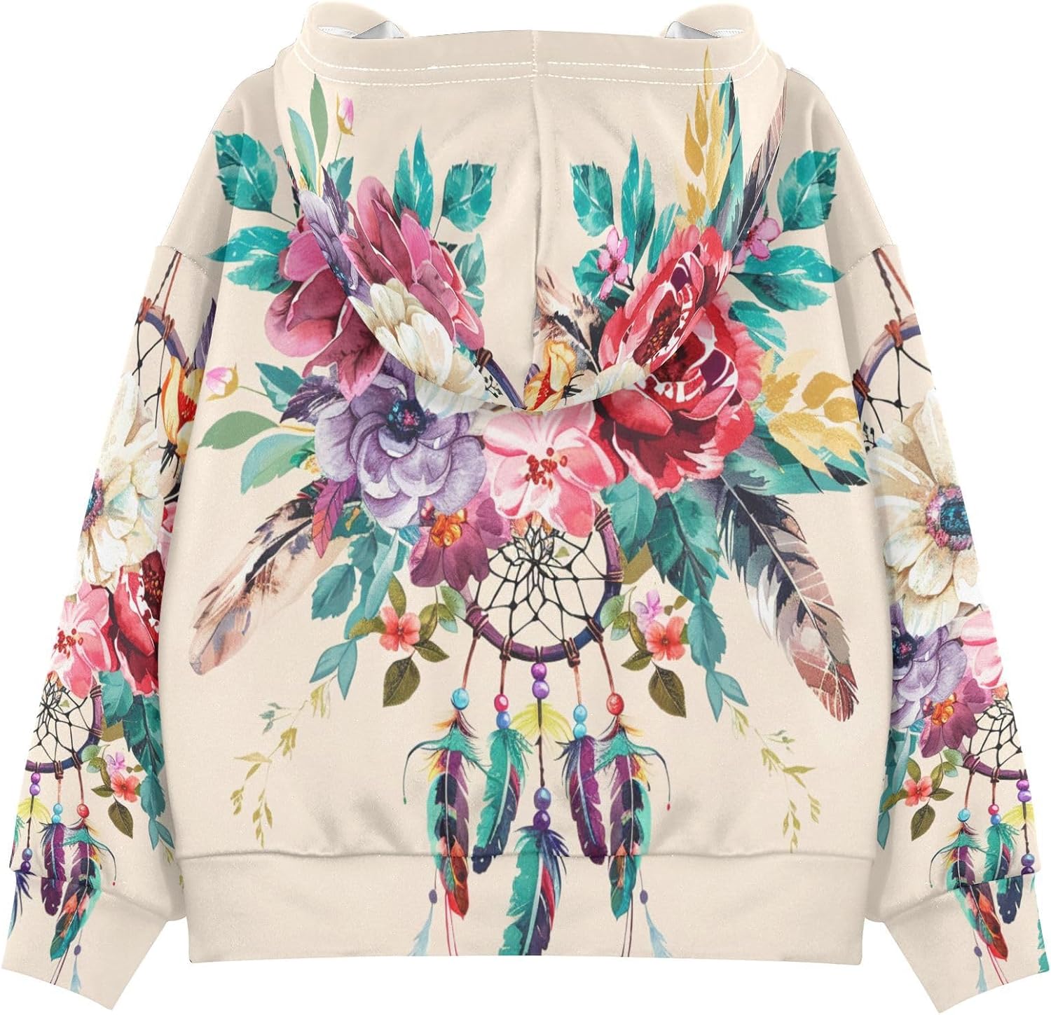 ALAZA Dreamcatcher Flowers Floral Hoodies Sweatshirt for Boys Girls Kids Hooded Pullover Top