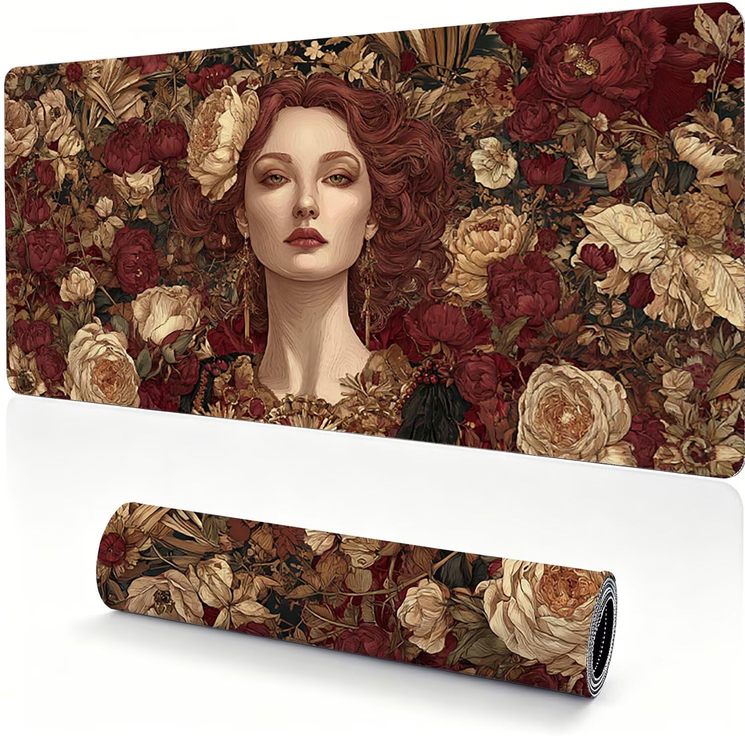 Tappetino Mouse Gaming XXL, Mousepad 1200x600x4mm Retro donna 0x0-169 | Tappetino Scrivania con Base in Gomma Antiscivolo Bordi Cuciti per Computer, PC, Migliora la Precisione e la Velocità