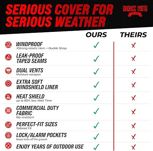 Vista 10 de Cubierta de protección para motocicleta de la marca Badass Motogear, con rayas reflectantes de seguridad nocturnas, escudos de calor, con badass