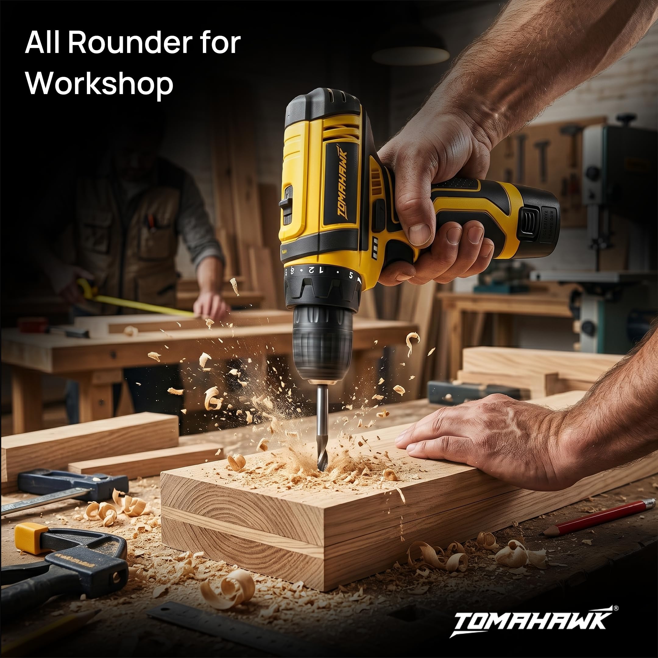 Tomahawk T7600-S 12V Cordless Drilling Machine & Screwdriver Kit | Wall Drilling | 10mm Chuck | 2-Speed 350/1350 RPM | 28 Nm | 18+1 Clutch | 1.5Ah Battery + Charger | LED + Indicator 1