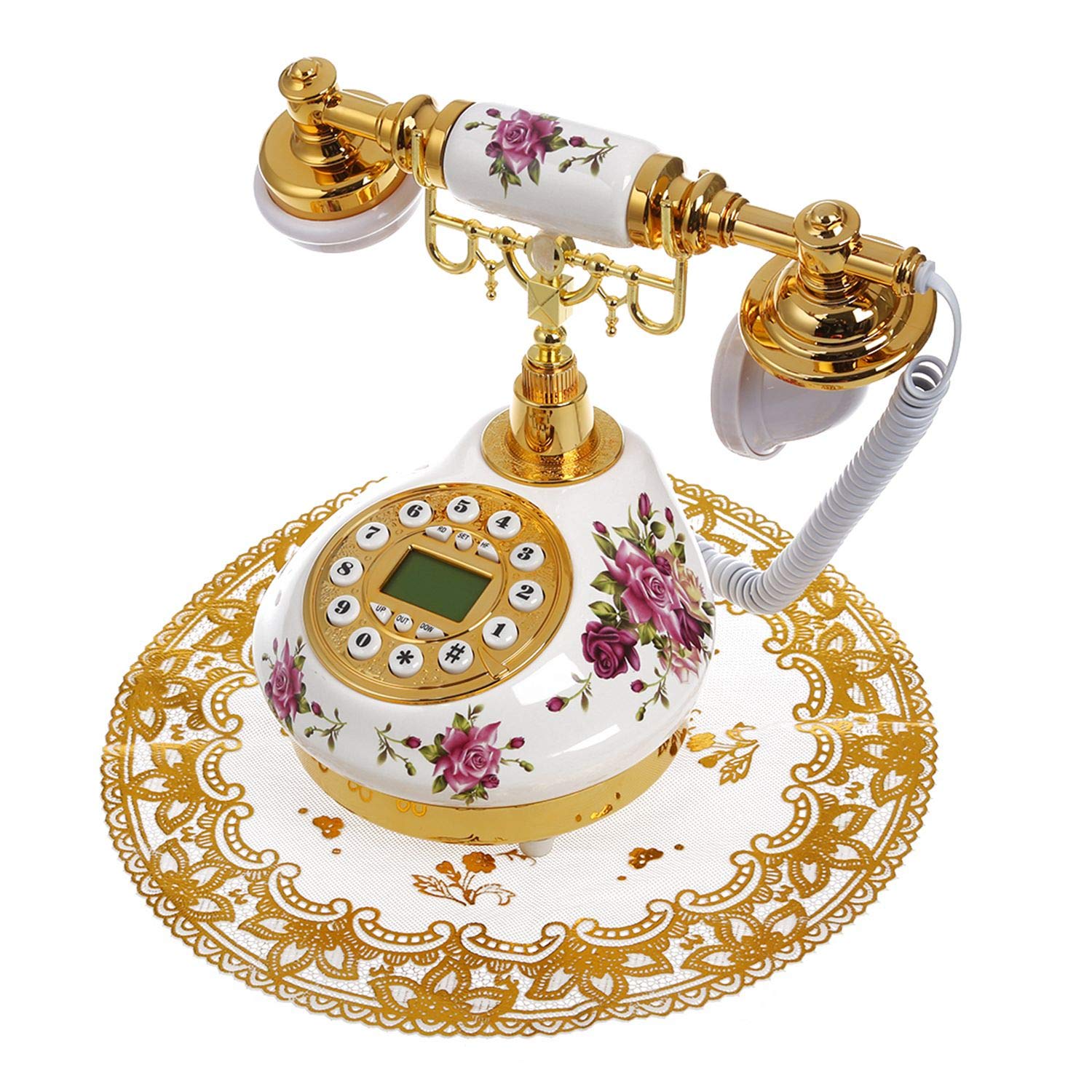 Telephone Fixe en Ceramique Retro Antique avec Repondeur Combine