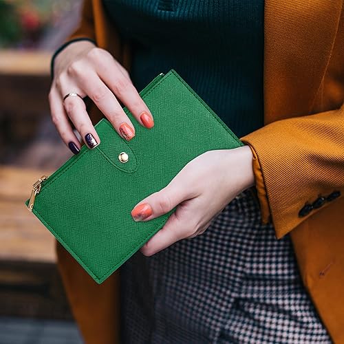 Miniatura 2 de Travelambo - Cartera con protección por interferencia de radiofrecuencia, para mujer, tamaño grande, plegable, para varias tarjetas, con cierre,