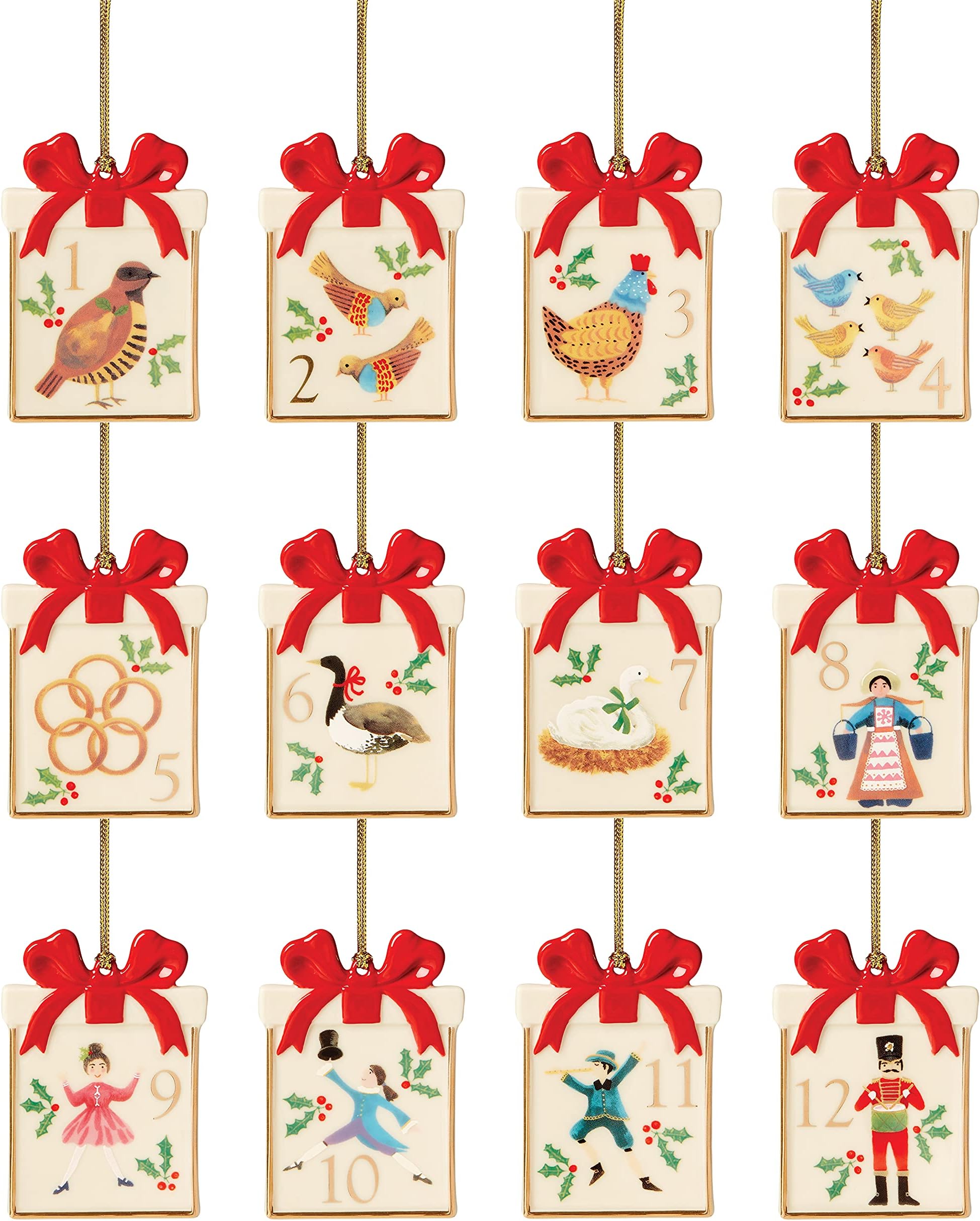 Amazon.com: Lenox Twelve Days of Christmas 12-Piece Ornament Set, 1.65