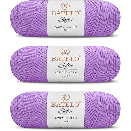 Soft Light Purple Yarn 1008 Yards - 3 Pack Acrylic Yarn of 200g/7.5oz - 4 Medium (Worsted) - Crocheting, Knitting, Amigurumi, Craft