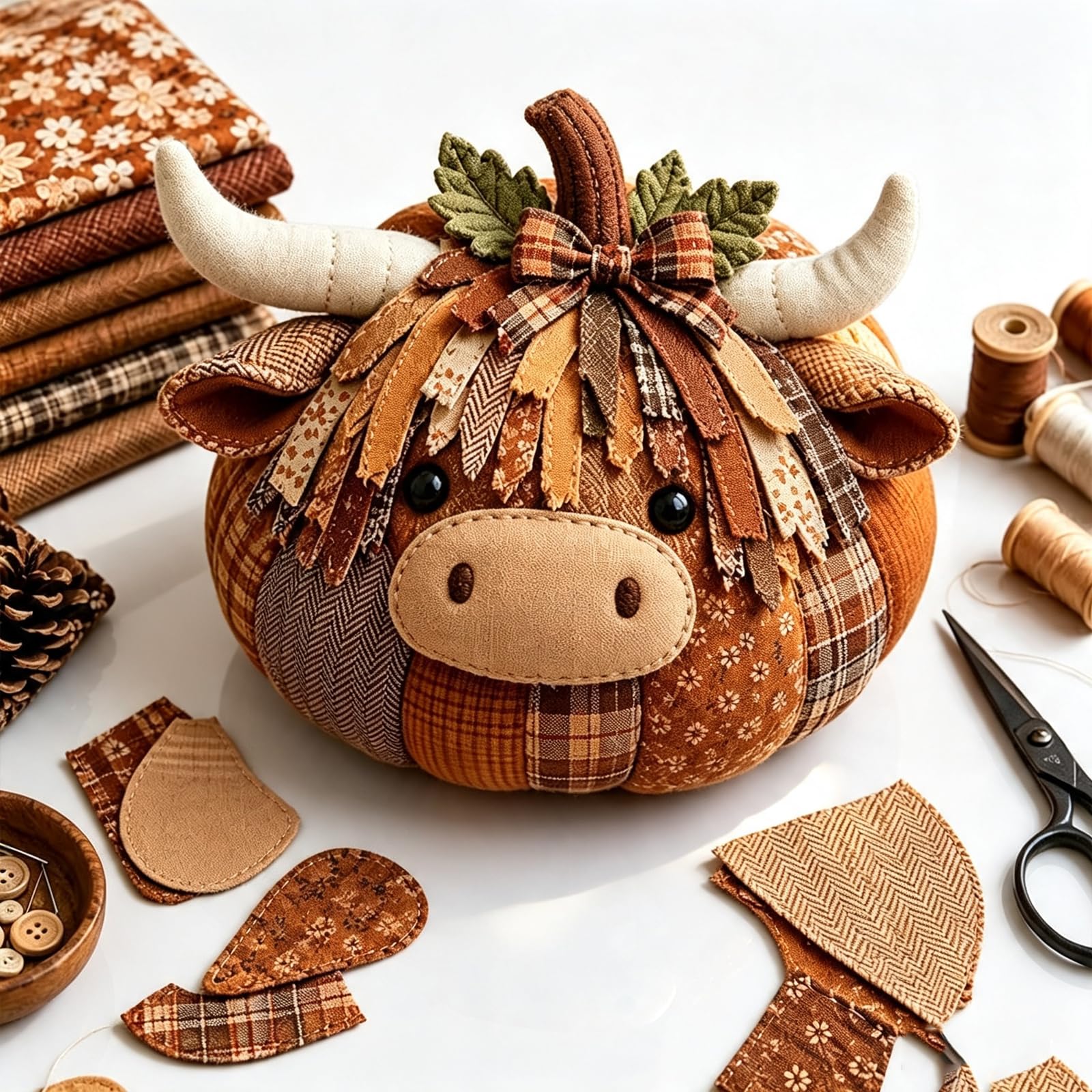 DIY Animal Pumpkin Sewing Kit, Harvest Fabric Craft Set for Beginners，02