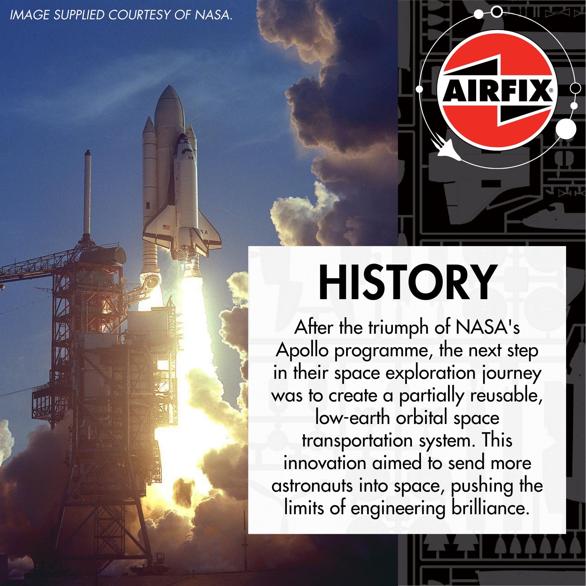 Airfix Zestaw A50200 Space Shuttle, plastikowe modele, do budowy statków kosmicznych dla dorosłych i dzieci od 8 lat, zawiera model w skali 1:144, farby akrylowe Humbrol, pędzle i klej polimerowy
