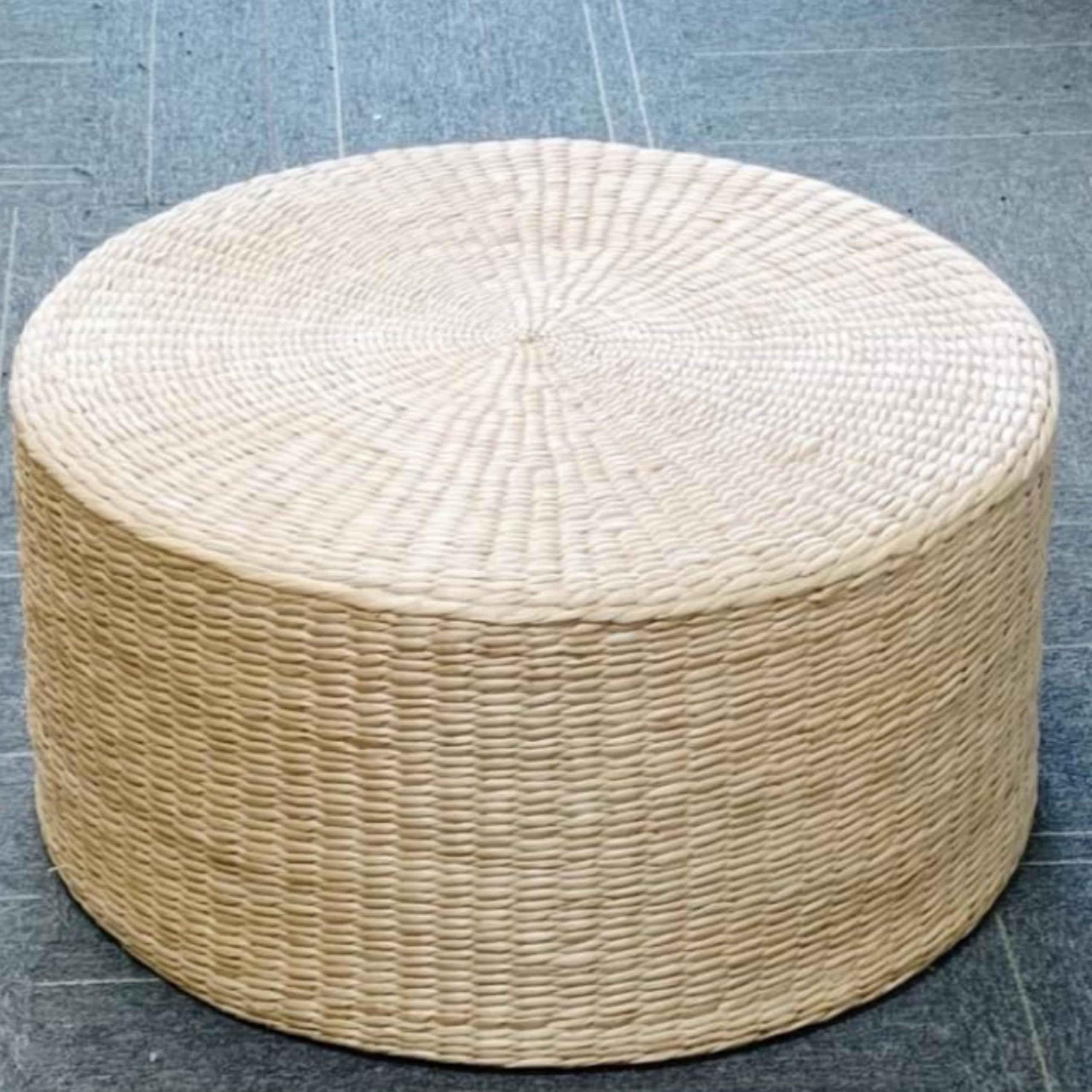 Cojín de asiento plano de paja de punto acolchado hecho a mano, de estilo japonés, hecho a mano, ideal para zen, práctica de yoga o meditación de Buda, Cojines Grandes (23.6 x 11.8 pulgadas)