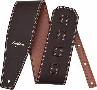 Nefelibata 3.8 Wide Full Grain Leather Guitar Strap with Foam Padding for Bass Electric and Acoustic Guitars