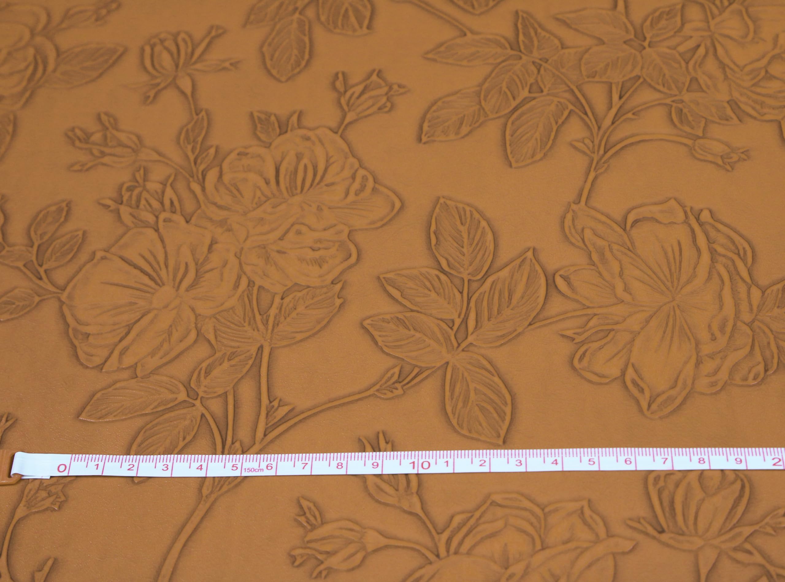A-Express Floral Faux Leather Fabric, Embossed PU Vinyl Material, 140cm 55" Inches Wide, 430 GSM by The Metre - Image 3
