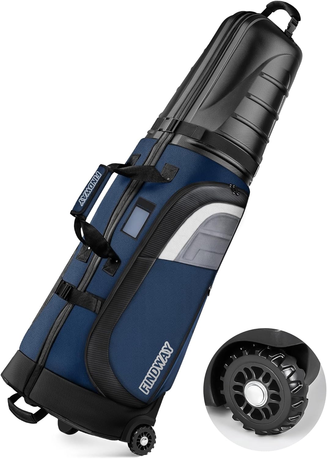 Findway Golf Travel Bags for Airlines with Wheels and ABS Hard Case Top, Protect Your Clubs, Waterproof 1680D Oxford Fabric and Oversize Tank Wheels, Lightweight and Easy to Maneuver Blue