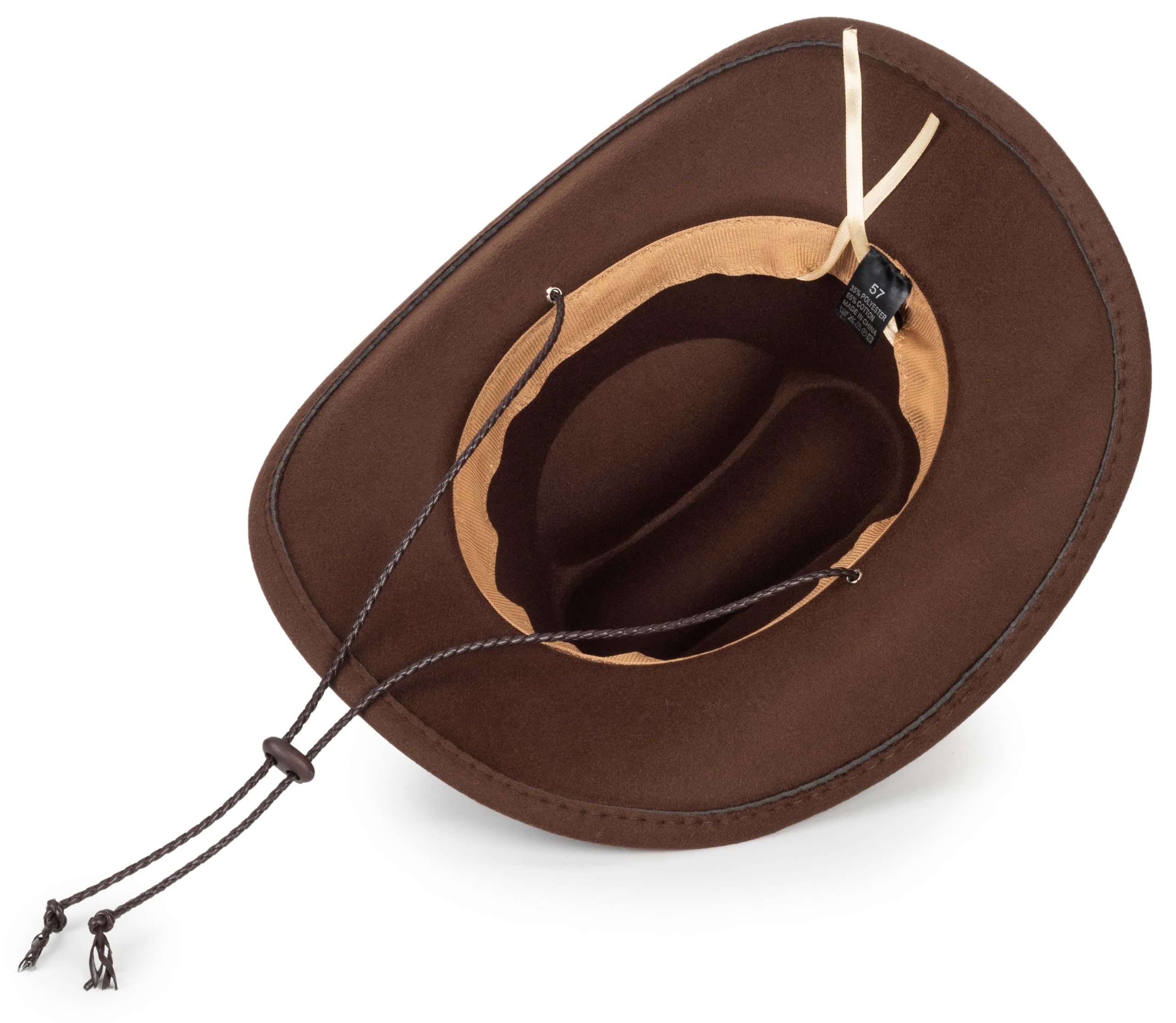 Cappello da cowboy occidentale da donna, a tesa larga, classico, con sottogola