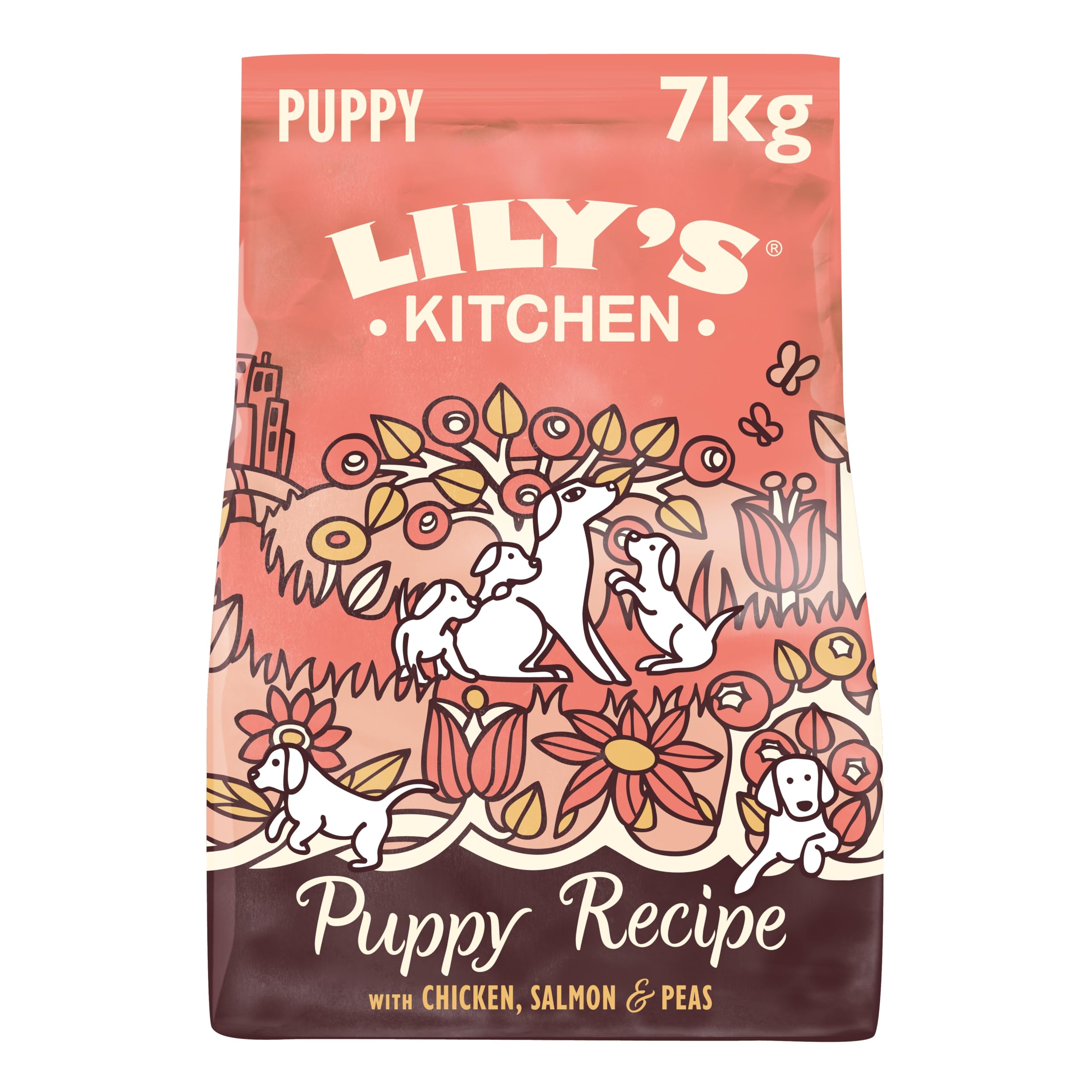 Lily's Kitchen Preparato con ingredienti naturali Cibo secco per cani cuccioli Ricetta senza cereali con pollo, salmone e piselli 7kg