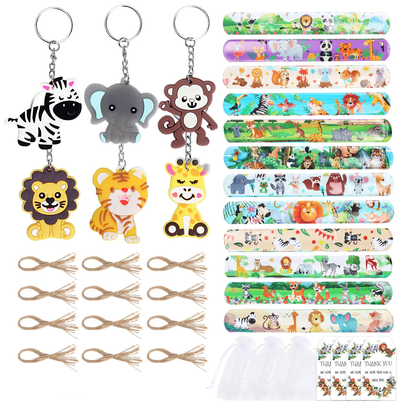 Elnwnnkc 24Pieces Animal Keychains Reward Gift Unique Jungle Animal Keychains Pendant Creative Party Accessories for Event Reward Gift Ideas