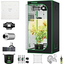VIVOSUN Grow Tent Kit, 2.7 &times; 2.7ft Complete Grow System, WiFi-Controlled Grow System with Full Spectrum LED Grow Light, Automatic Ventilation, GrowHub Outlet A22 with Temperature and Humidity Sensor