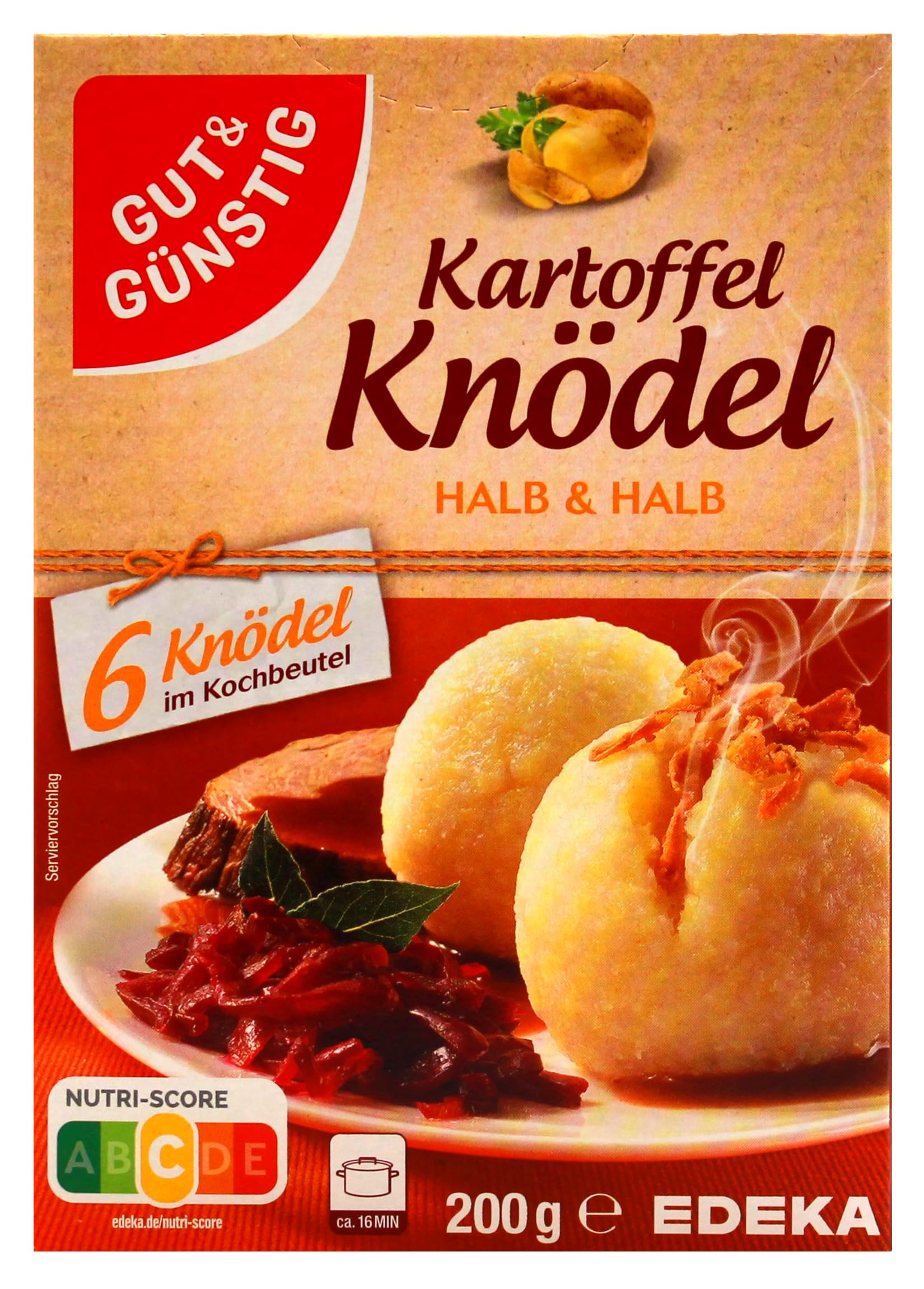 Gut & Günstig Kartoffel-Knödel halb & halb, 16er Pack (16 x 200g)