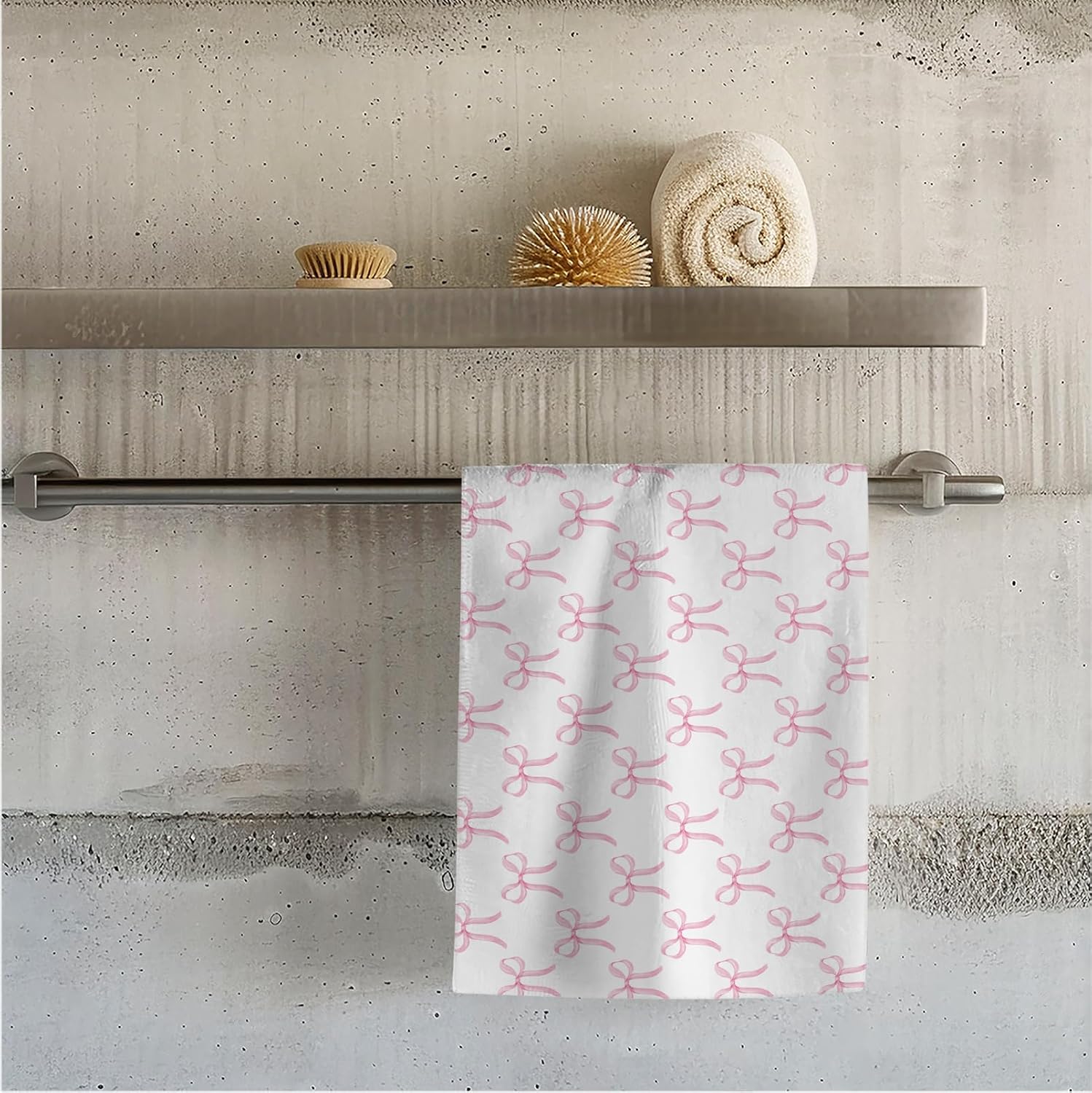 Preppy Pink Bow Beach Towel, Pink Coquette Bowknots Pool Towels, Trendy Preppy Cute Girly Sand Towel Large Bath Towels Gifts for Women Teen Girls, Coquette Bows Bathroom Decor, 30x60in