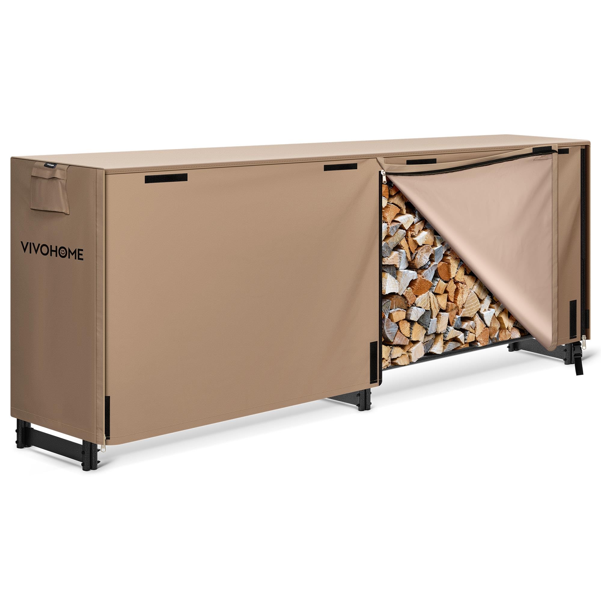 VIVOHOME 8ft firewood rack with cover | Mubboo