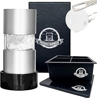 Ice Ball Press – Aluminum Ice Press for Father's Day Gift – Create Effortless Large Spheres – Includes Ice Tray – USA Small Business (Silver Finish)