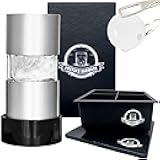 Pressice Barware Ice Ball Press – Aluminum Ice Press for Father's Day Gift – Create Effortless Large Spheres – Includes Ice Tray – USA Small Business (Silver Finish)