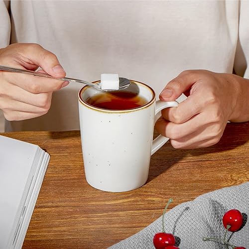 Miniatura 2 de ONEMORE Juego de 6 tazas de café de cerámica de 12 onzas tazas de café de cerámica tazas de porcelana moteadas con asa para café latte té cacao