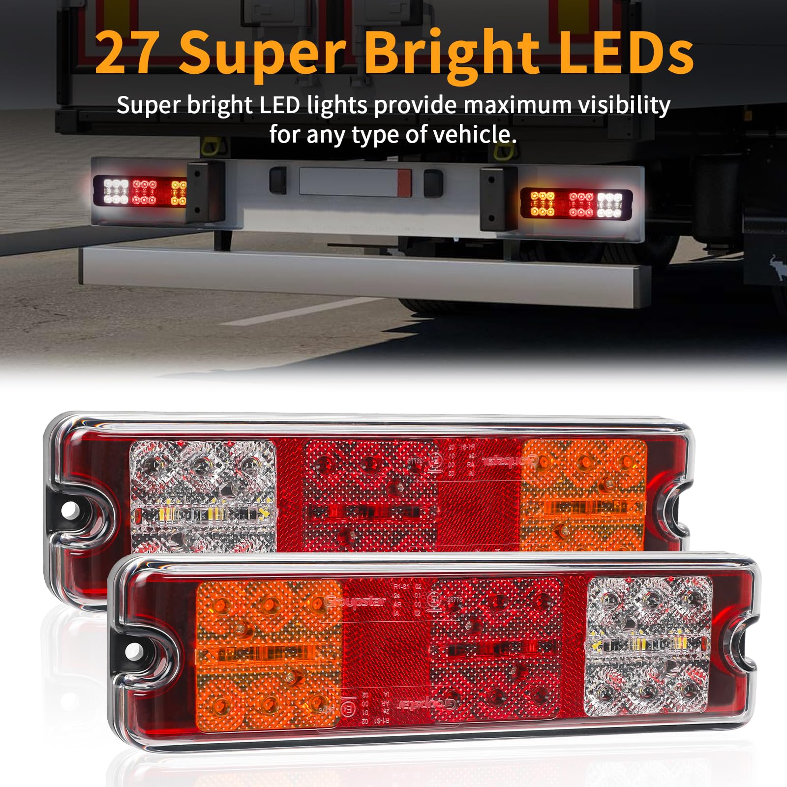 Luces Traseras Para Remolques 2 Luces LED Traseras Para Remolque - 12V/24V, IP67 (Freno, Intermitentes, Marcha Atrás) Remolque Coche