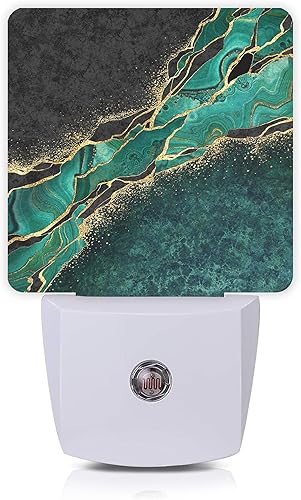 Vista 19 de Luz nocturna de cielo con corazón azul, hojas de arce rojas otoñales, árboles del bosque, luces nocturnas enchufables con sensor de atardecer a