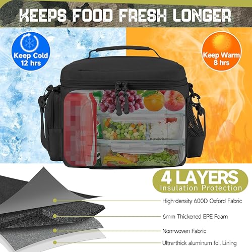 Miniatura 4 de QT&QY Bolsa de almuerzo táctica para hombre, militar, resistente, a prueba de fugas, aislada, duradera, térmica, para comida de adultos, para