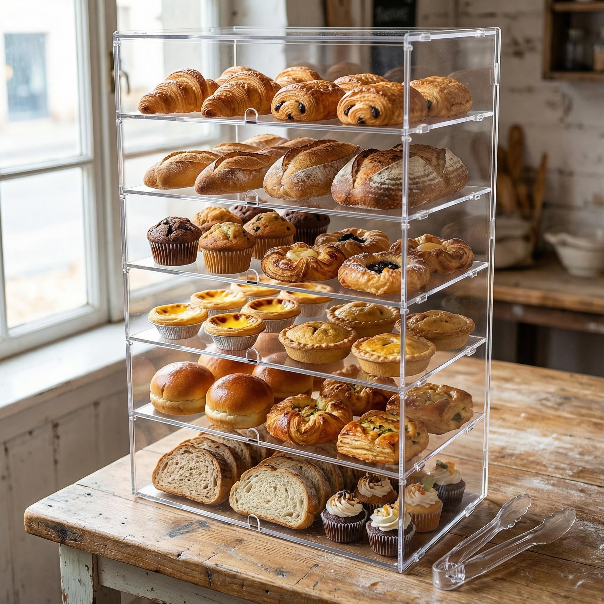 vetrina per pasticceria espositiva da banco a 6 ripiani | Contenitore ideale per la custodia di cosmetici, bagno e figurine da giocattolo