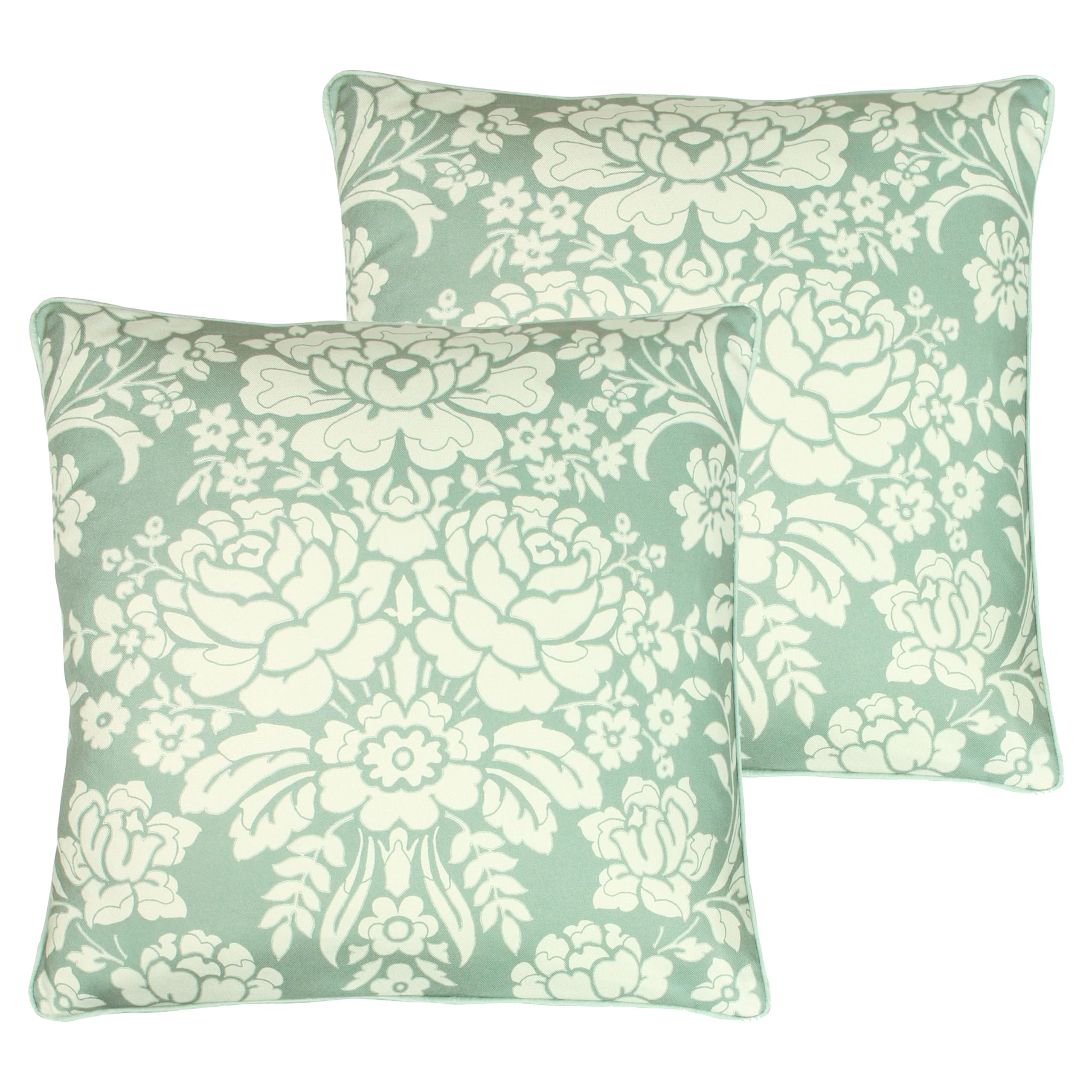Paoletti Melrose Feather Filled Cushions Twin Pack, Sage, 50 x 50cm
