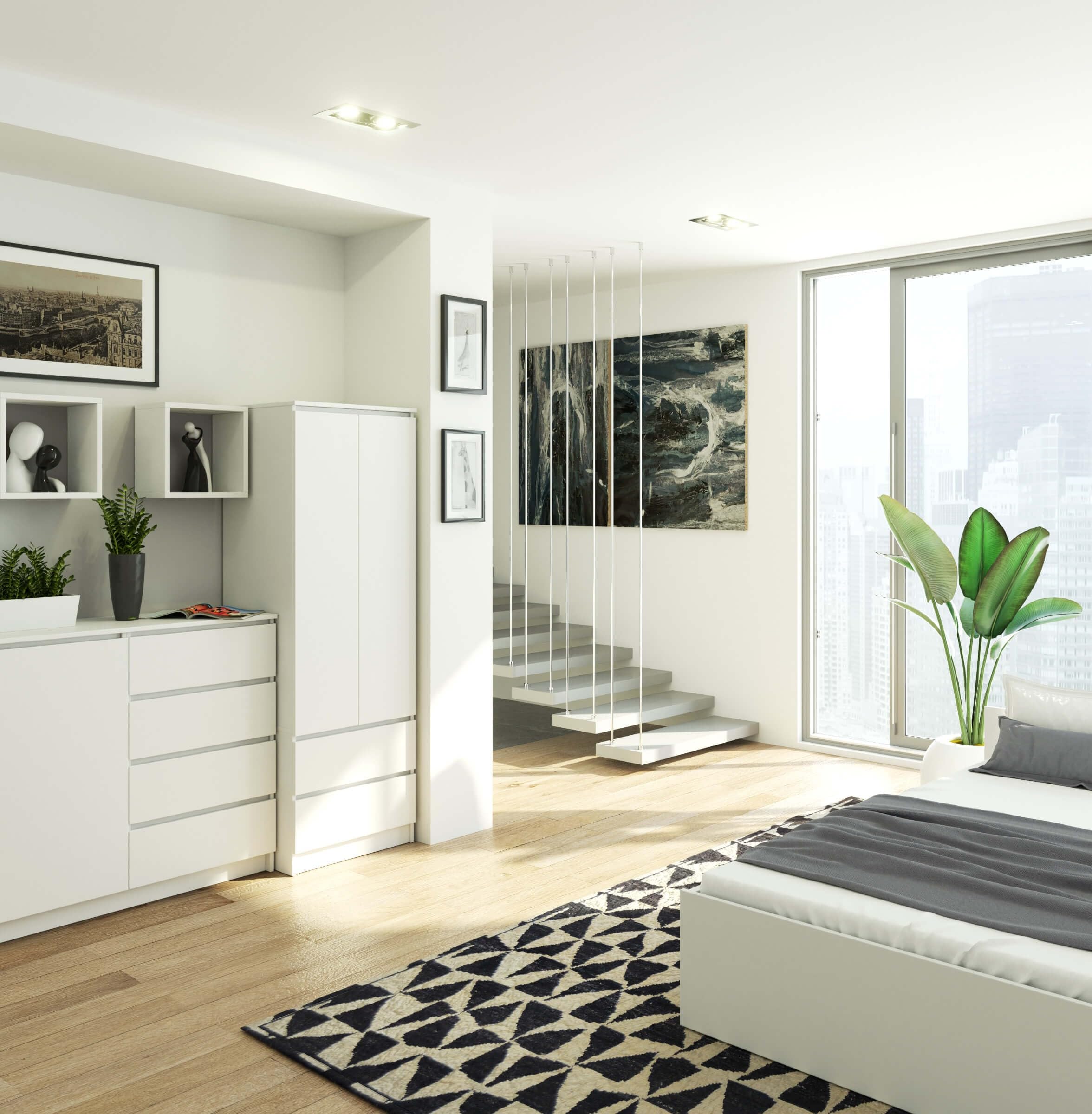 Home Collective Armadio bianco largo 60 cm alto 180 cm, armadio con 2 ante e 2 cassetti, bastone appendiabiti e 1 ripiano, armadio, camera da letto, soggiorno