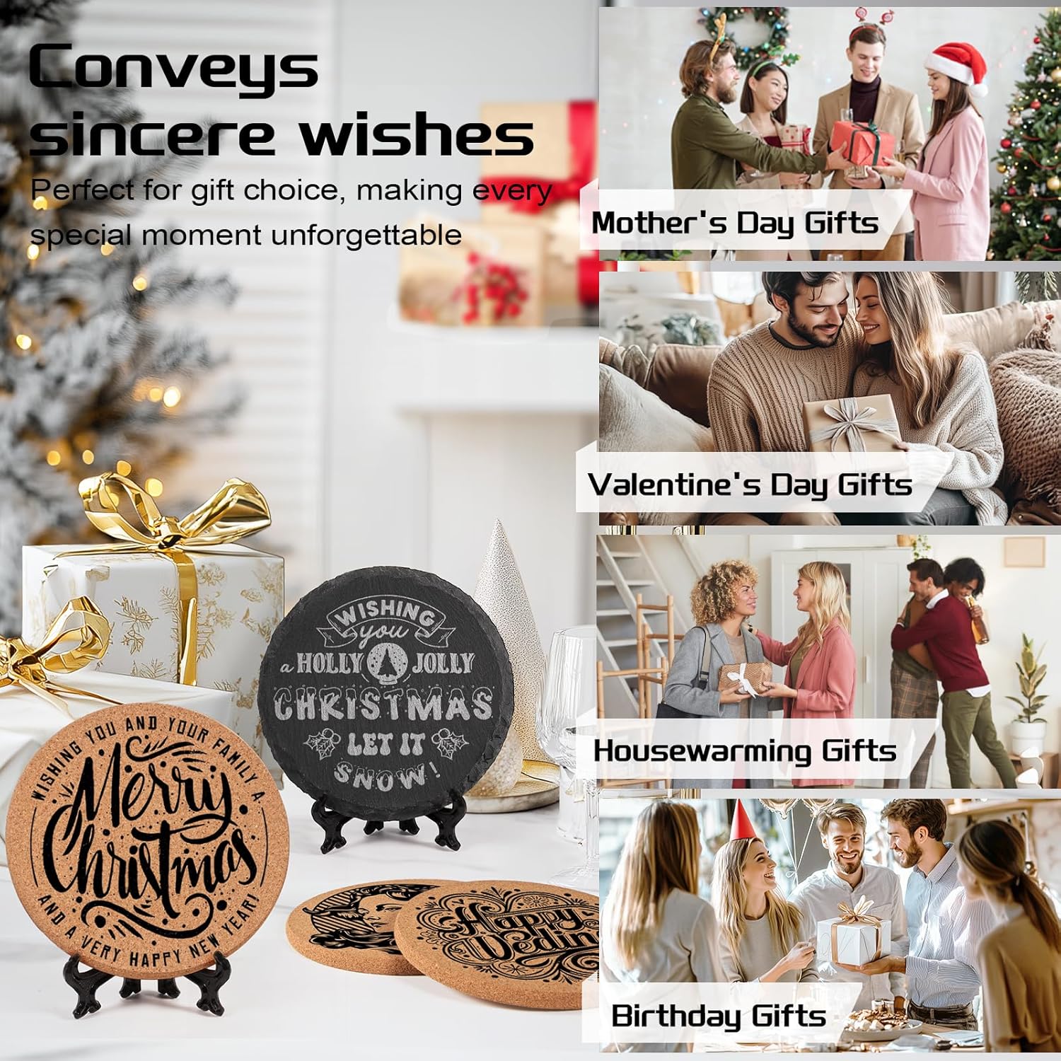 100 PCS Blank Coasters Bulk for Drinks, Natural Engravable Materials, 4 Inch 50 PCS Black Handmade Slate Stone Coasters, 50PCS Cork Coaster for Laser Engraving, Gifts, Wedding, Crafts, Round - Image 5