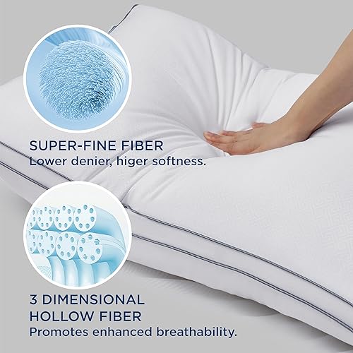 Miniatura 3 de Bedsure Juego de 2 almohadas tamaño King  Almohadas mullidas King 2 unidades, almohadas de cama para dormir, almohada reforzada de calidad de hotel