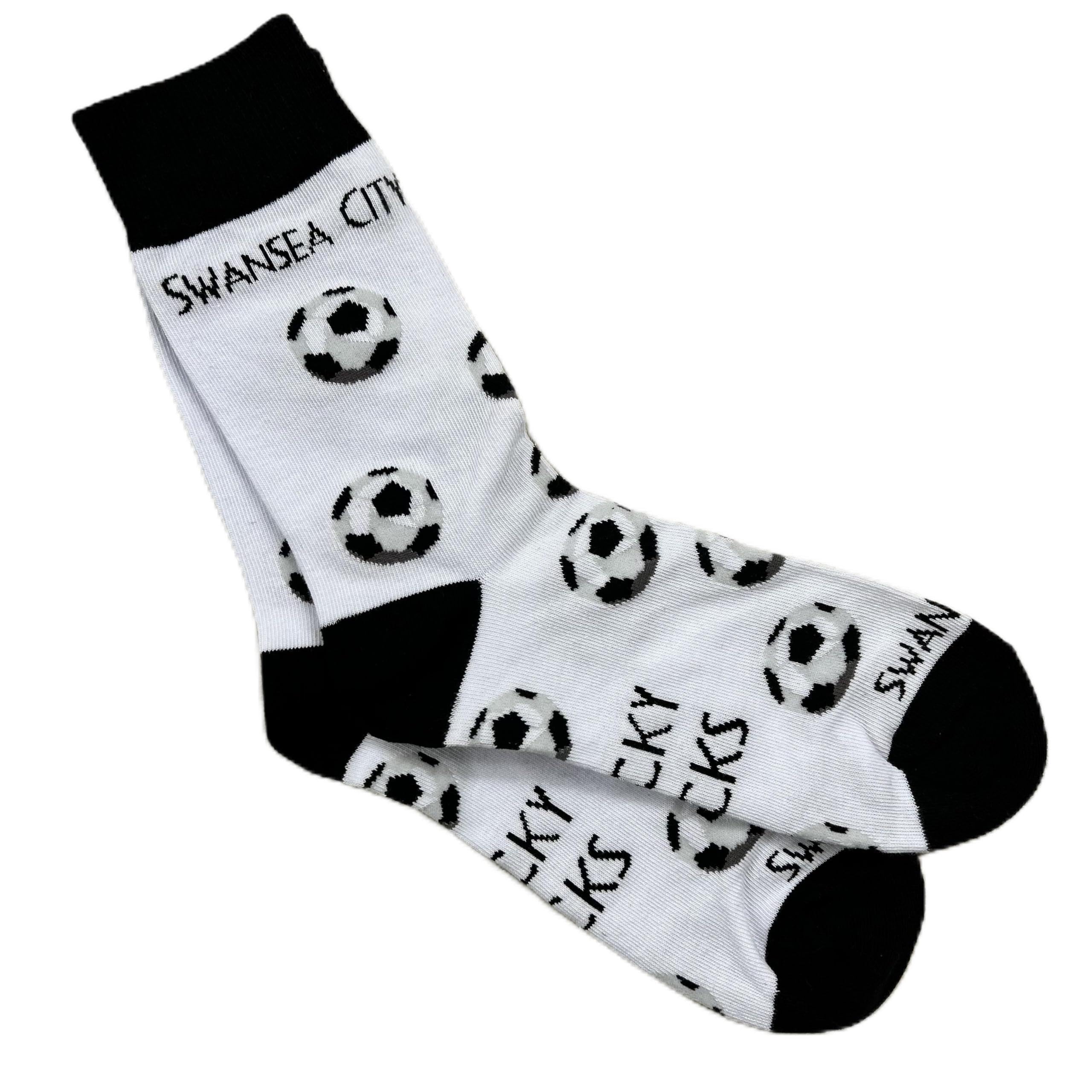 WHITE COTTON CARDS Swansea City The Swans FC Football Club Fan LUCKY SOCKS - SIZE LARGE (UK 8-12) (S-LS171)