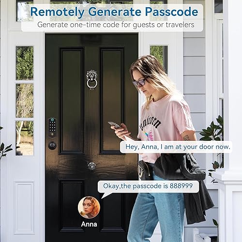 Vista 4 de HARFO - Cerraduras inteligentes con huellas dactilares para puerta delantera con mango, control por aplicación, cerradura de puerta de entrada sin