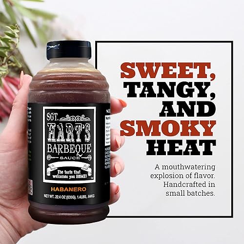 Miniatura 5 de SGT. Hart's Salsa de barbacoa habanero  22.4 onzas, sabor ardiente, salsa versátil para glaseados, adobos y salsas, salsa artesanal para carne de