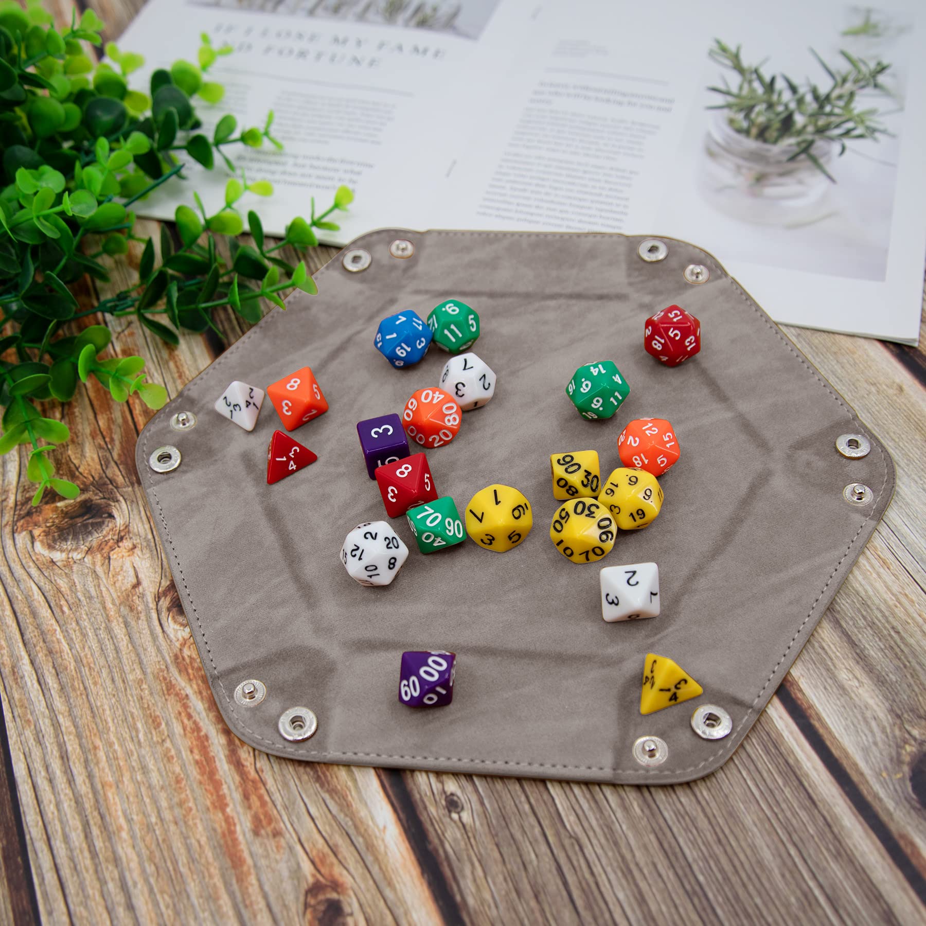 SIQUK 2 Piezas Bandeja de Dados Tablero de Dados de Doble Cara PU y Terciopelo Dice Tray Soporte de Dados para DND RPG y Otros Juegos de Mesa (Gris, Violeta)