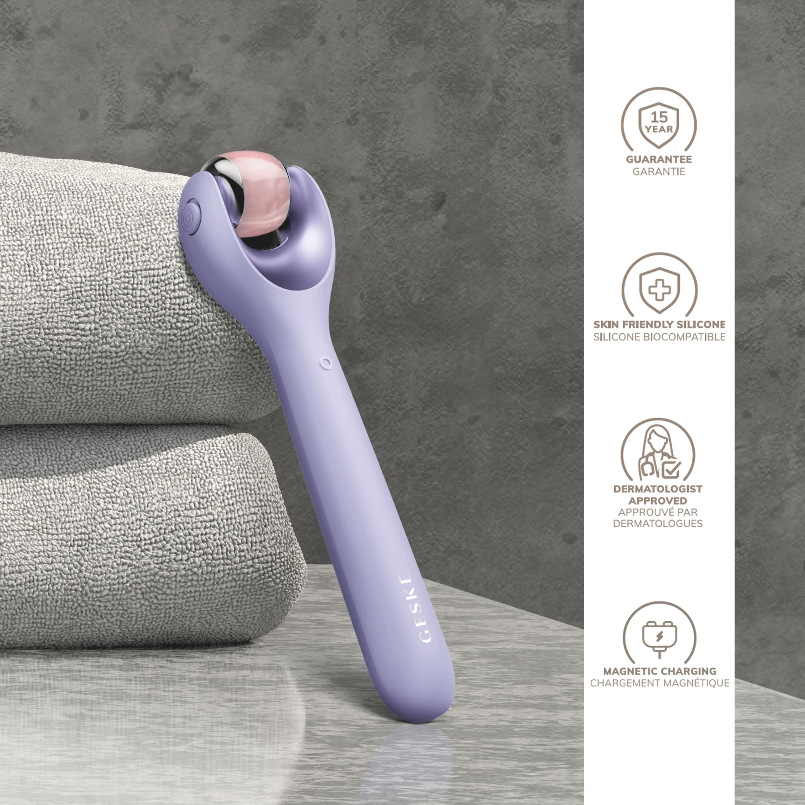 GESKE | SmartAppGuided™ MicroNeedle Face Roller | 9 in 1 | mit Rosenquartz | Microneedling | Professionelles Mikroneedlinggerät | Needleroller | Beauty Roller Gesicht | Mikroneedlingroller