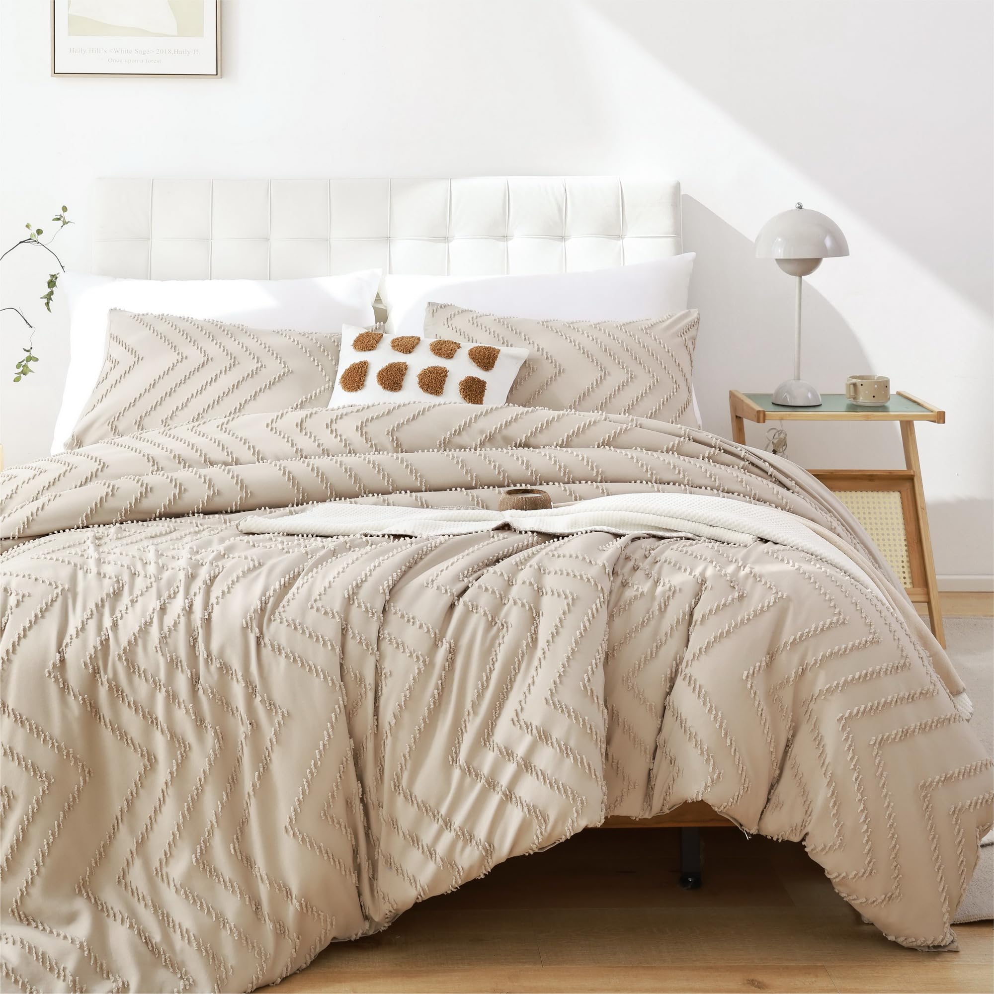 YIRDDEO Set copripiumino king size, con frange con pompon, morbido set di biancheria da letto king size per tutte le stagioni, 3 pezzi, 1 piumino (264 x 228 cm) e 2 federe